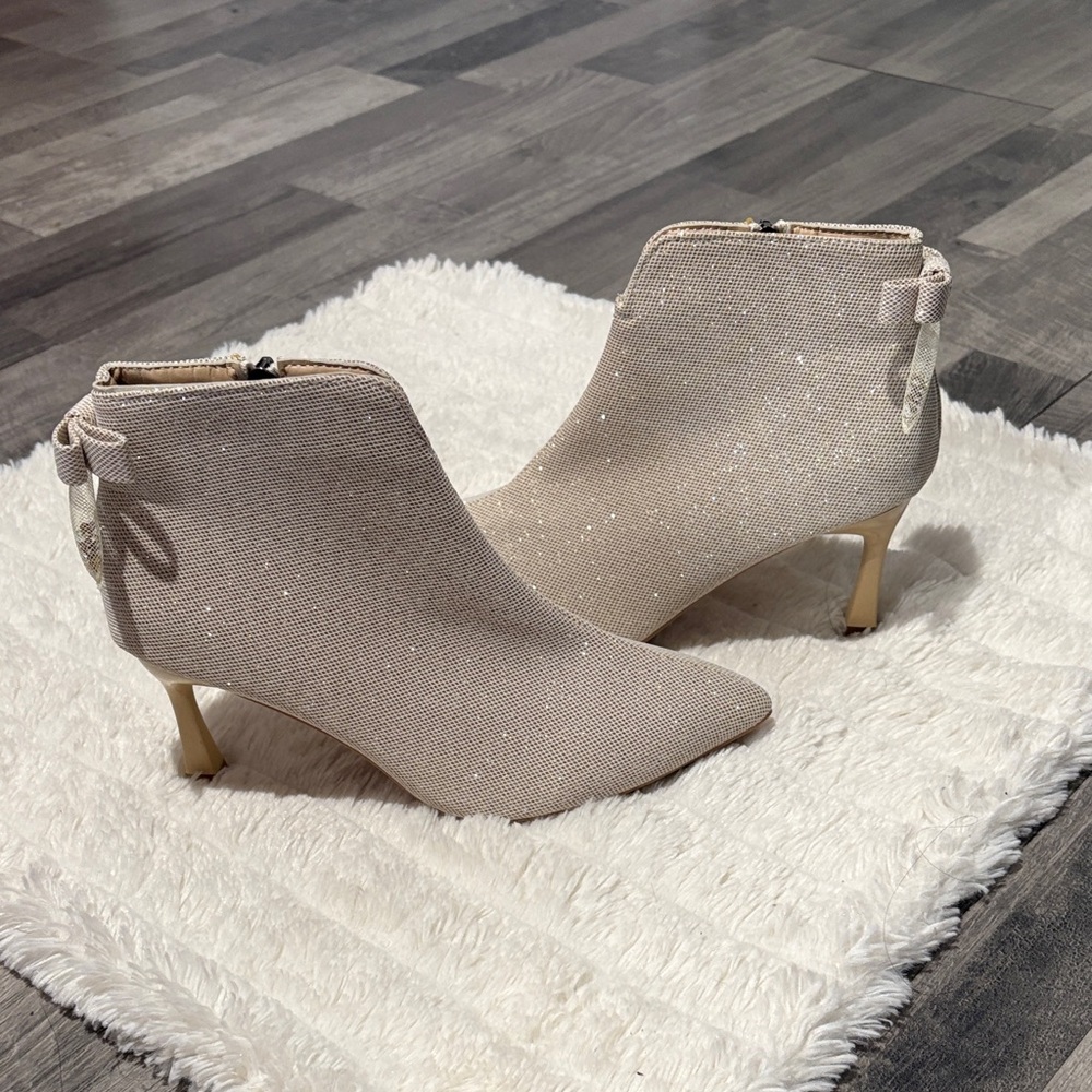 NWOT- Chic Beige Heeled Ankle Boots